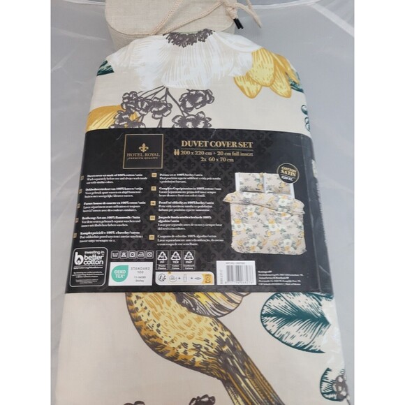 Rare - French - Hotel Royal Duvet Cover Birds Tropical Full 2 Pillowcases - Picture 4 of 4